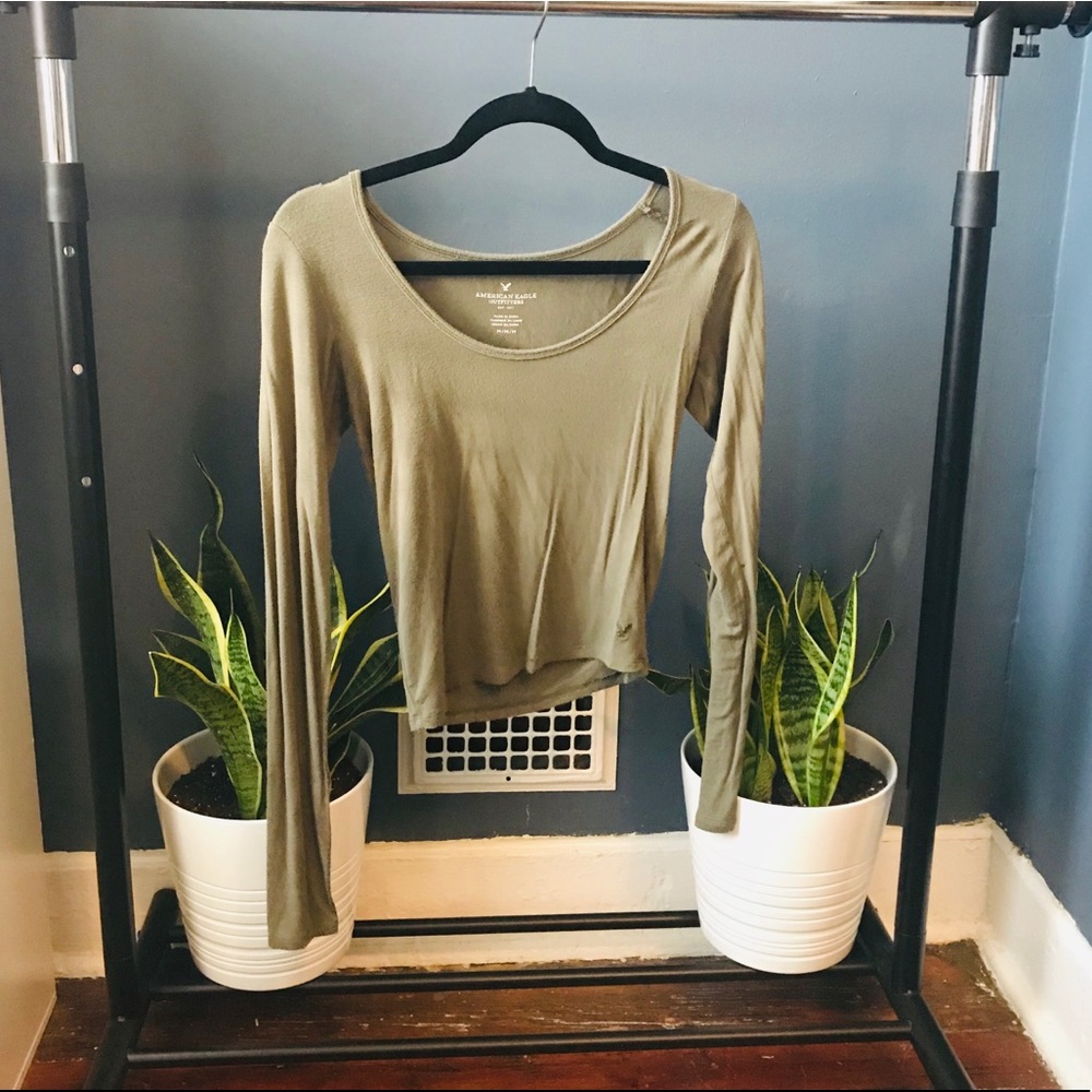 American Eagle Olive Green Crop Top